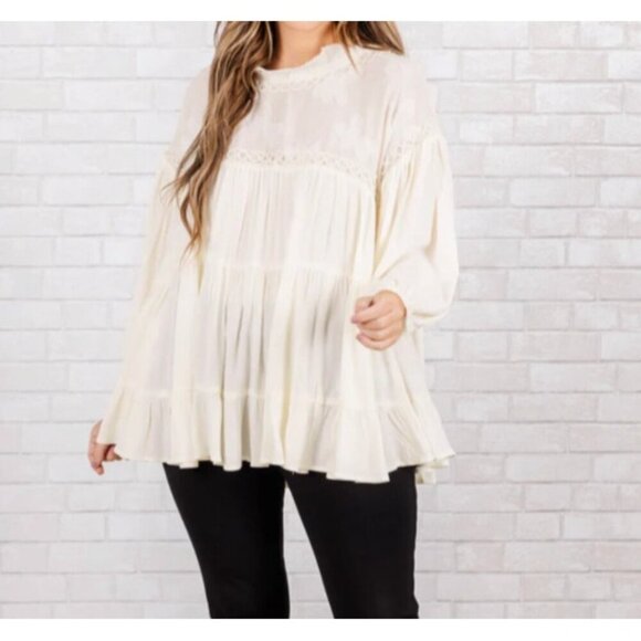 Chicsoul Pretty Babydoll Embroidered Delicate Top Cream Dainty Coquette Fairy 1x - Picture 2 of 11